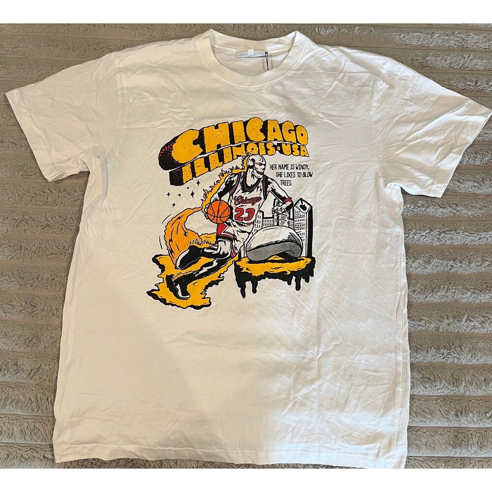 Headgear Classics Chicago Illinois USA Basketball Graphic T-Shirt White 3XL NWT